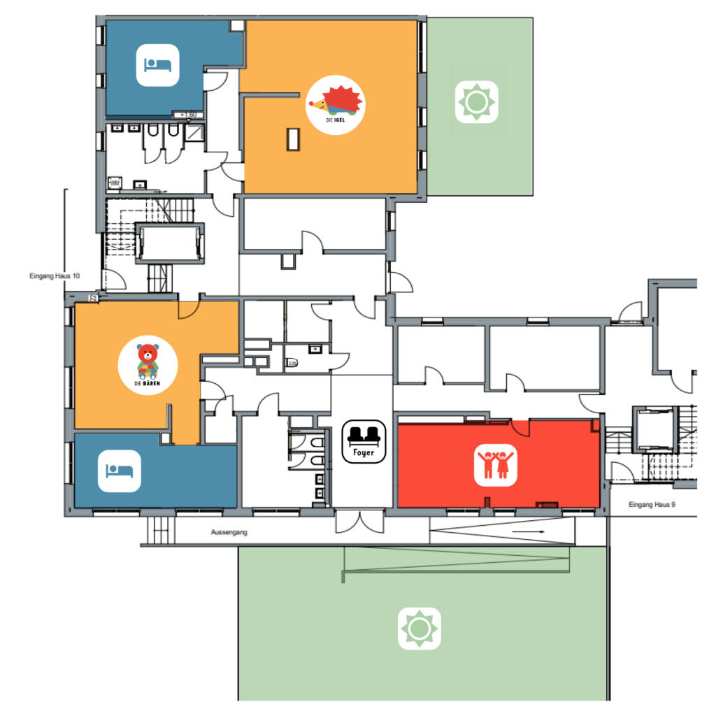 Zimmerplan privater KIndergarten in Pasing